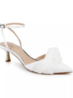 Jewel Badgley Mischka Women's Favor Evening Knot Pumps - Ivory Satin - Size 10